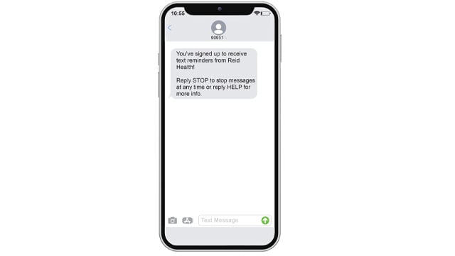 A sample of a text message you could receive from My Reid