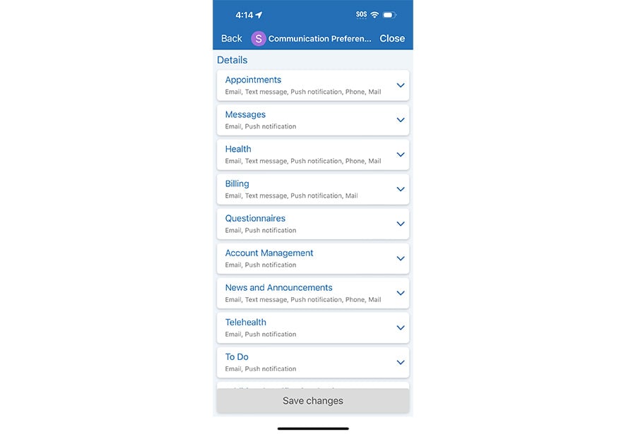 A sample of additional communication preferences in MyReid