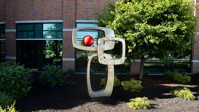 A piece of outdoor art at Reid Health main campus