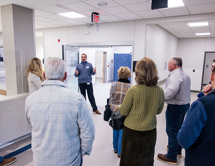 Reid Health Emergency Medicine Medical Director Samuel Iden, MD, explains some of the features of the Emergency Department at the new Reid Health Connersville campus