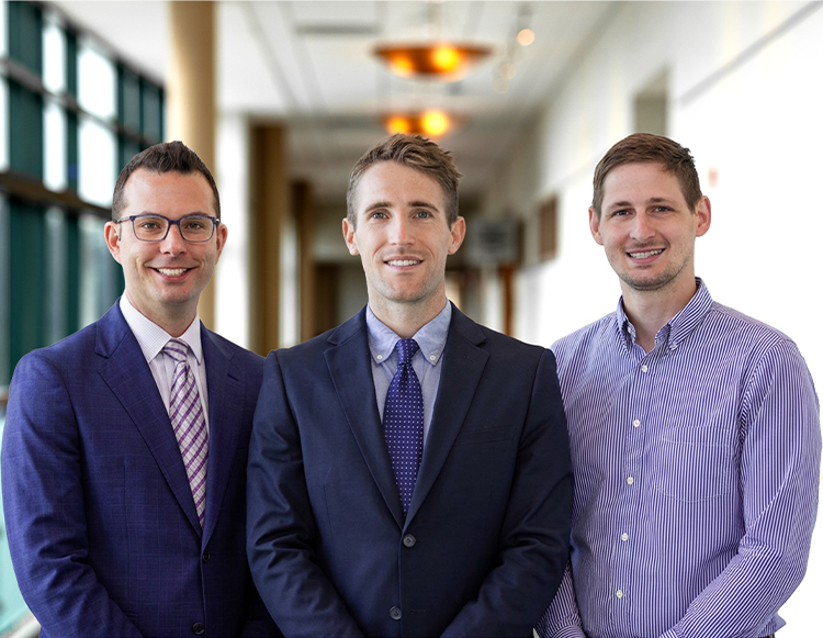 Reid Health's Ted Kostiuk, DO, Connor Hoban, MD, and Casey Gioia, MD