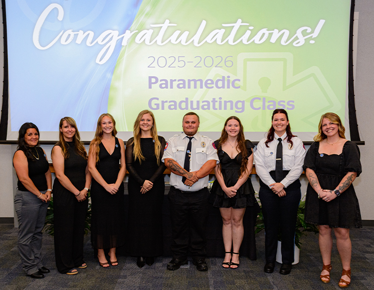 A group image of the Reid Health EMS Training Institute’s Paramedic Program 2025-2026 class