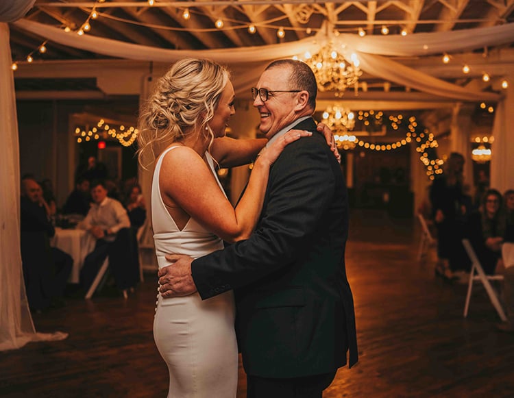 Reid Health Heart and Vascular patient Darrell Drew dancing with his daughter at her wedding.