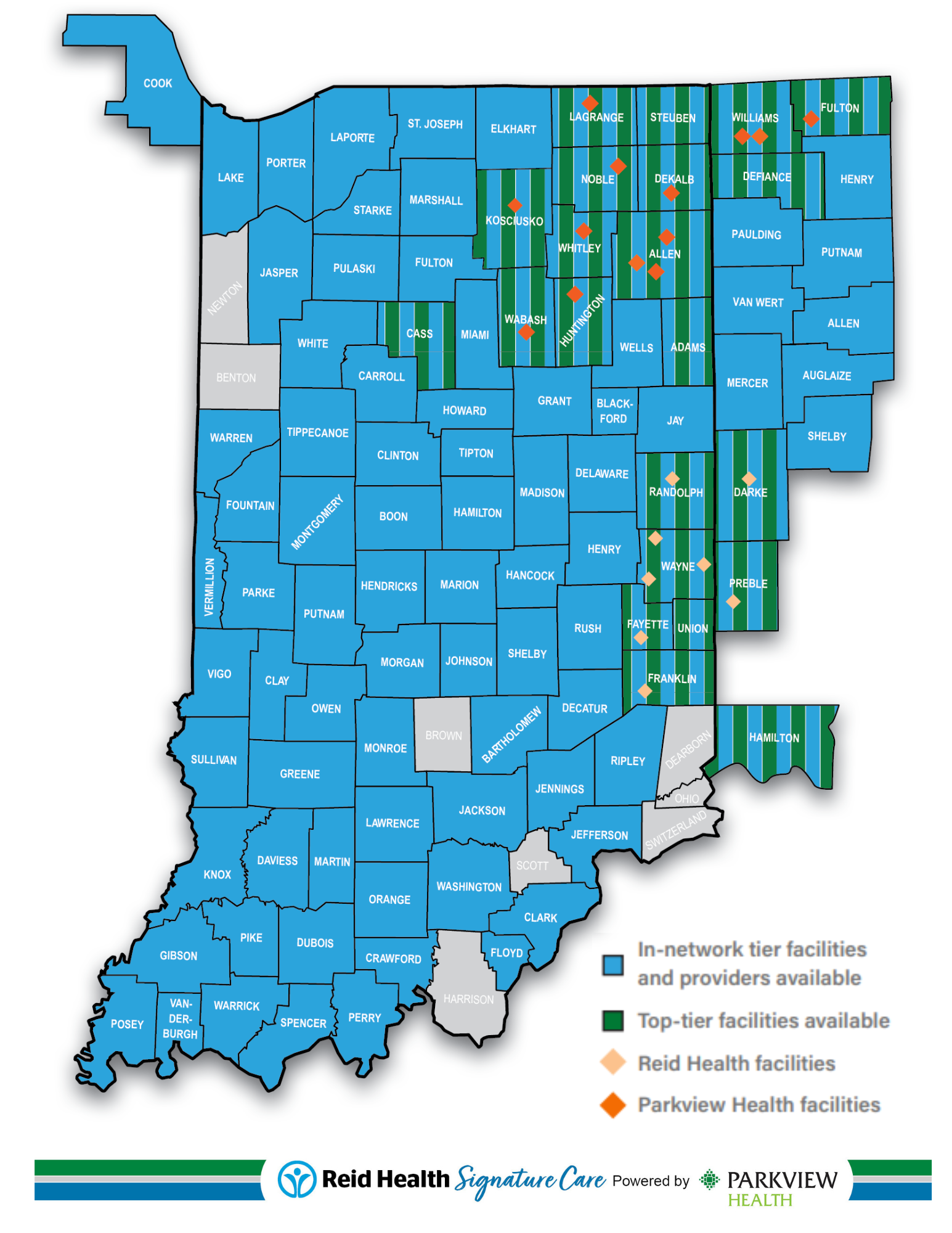Map of Reid Health Signature Care EPO Network