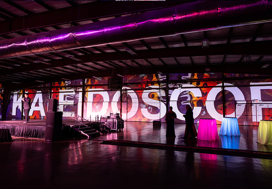 A look at the stage and backdrop from the Kaleidoscope, a Reid hHelath Foundation Signature event
