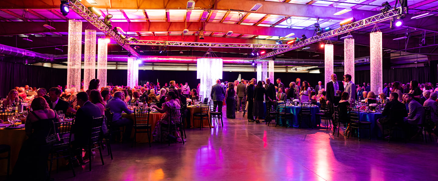 A zoomed-out image showing the many people socializing at Reid Health Foundation Signature event, Kaleidoscope
