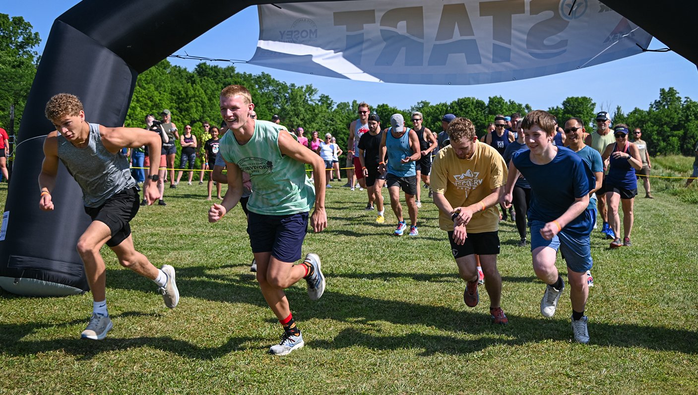 Racers taking off at the starting line at the 2025 Reid Adventure Course