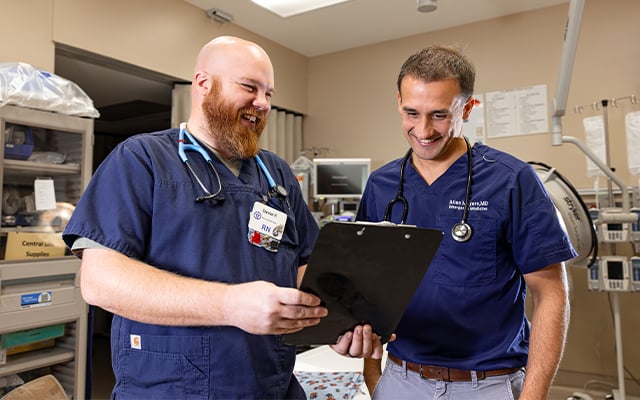 Reid Health Emergency Room staff Alan Meyers, MD and Daniel Flesher, RN