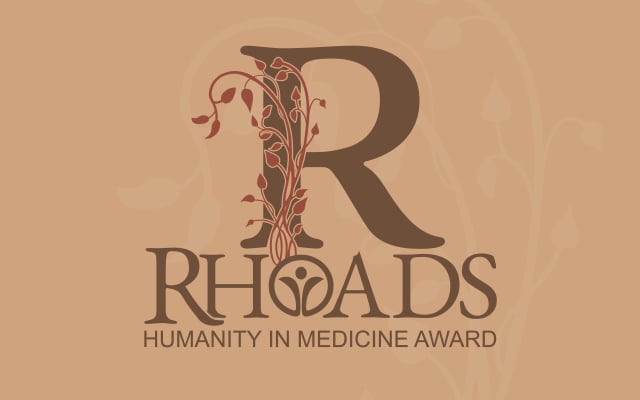 2026 Rhoads Humanity in Medicine logo on a colored background