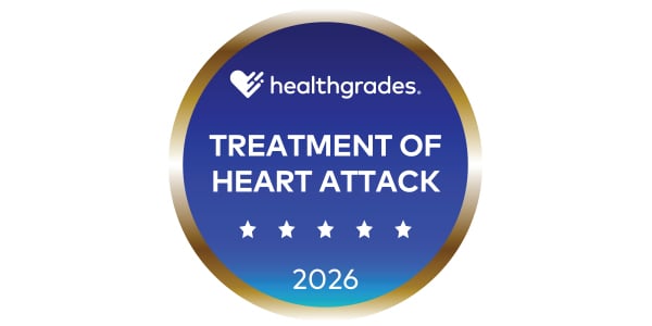 Healthgrades 5-Star Treatment of Heart Attack 2026 award logo