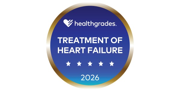 Healthgrades 5-Star Treatment of Heart Failure 2026 award logo