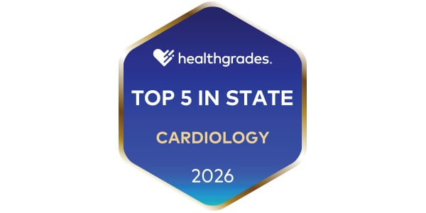 Healthgrades Top 5 in State Cardiology 2026 award logo