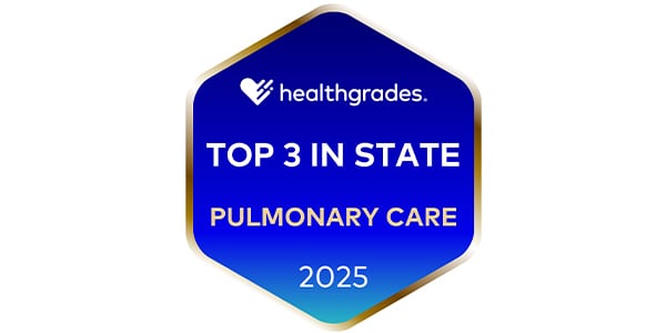 Healthgrades Top three in the state for Pulmonary Care 2025 logo