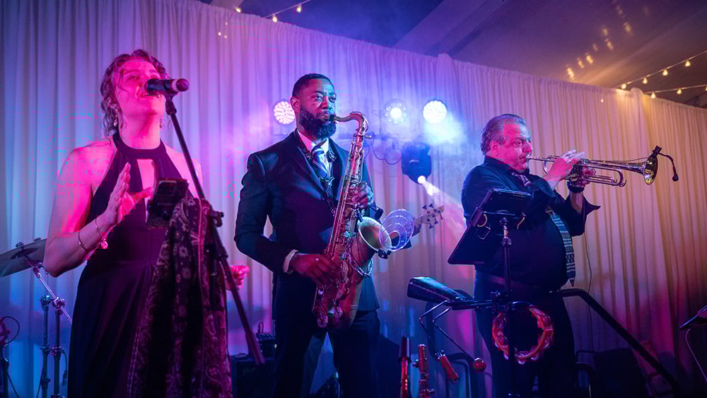 Jazz trio performing together