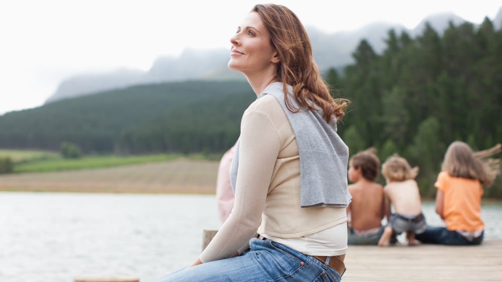 Woman sitting outside