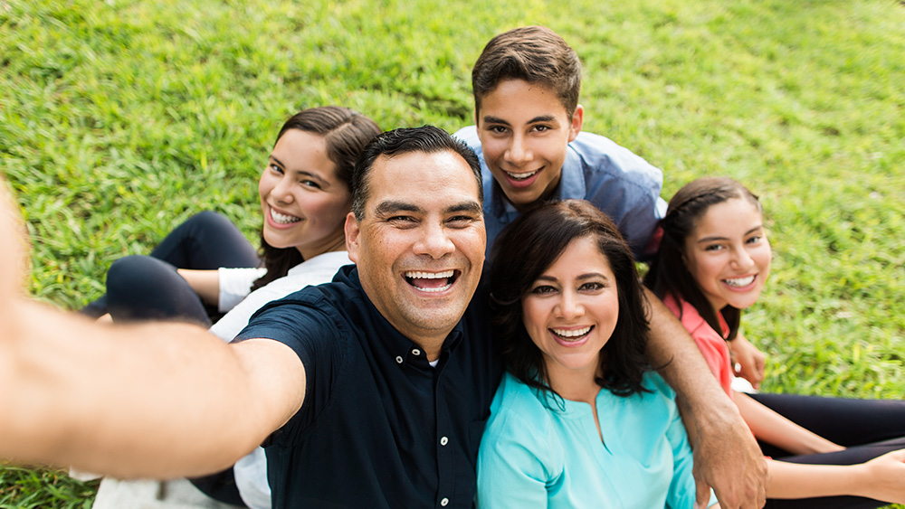 Family taking selfie