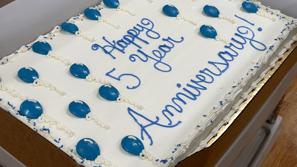 happy 5 year anniversary sheet cake for the silver hill pace center celebration