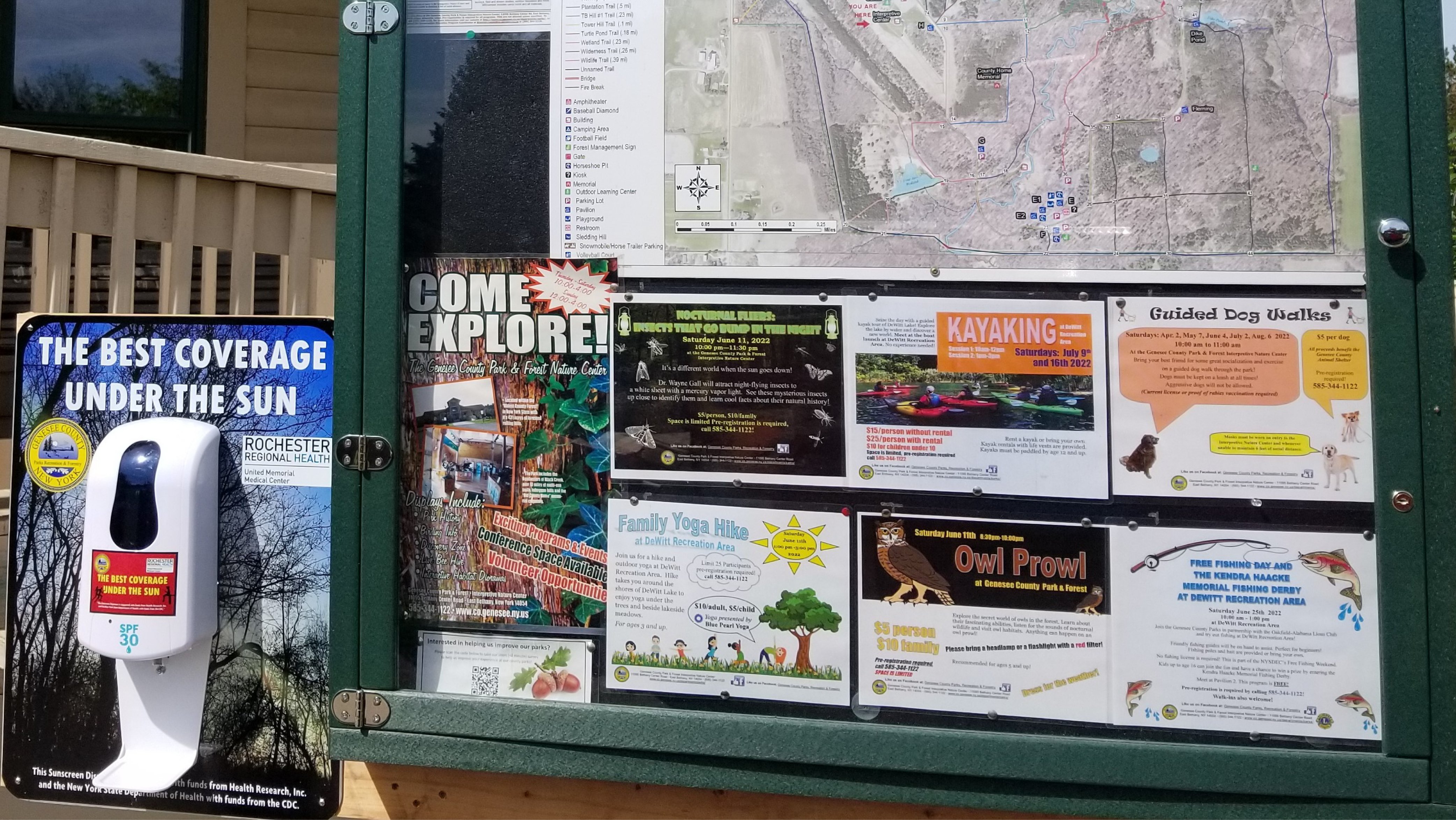 Sunscreen station in Batavia park