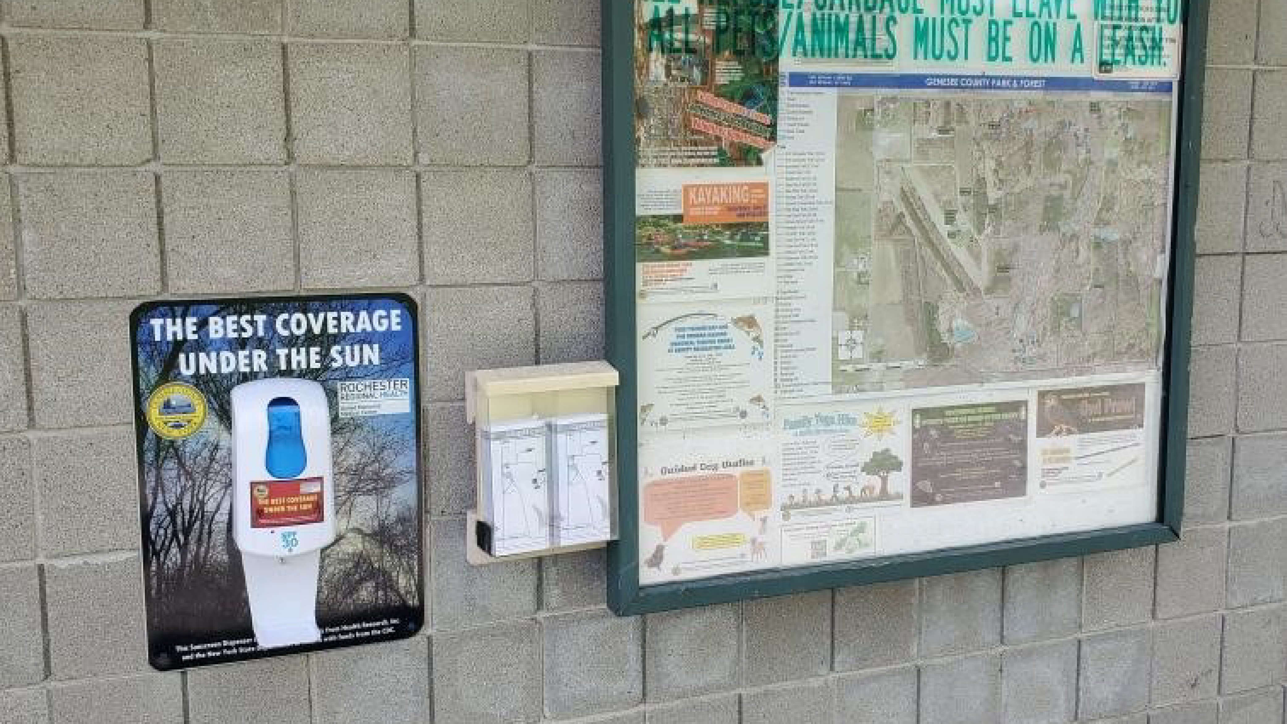 Sunscreen station in Batavia park