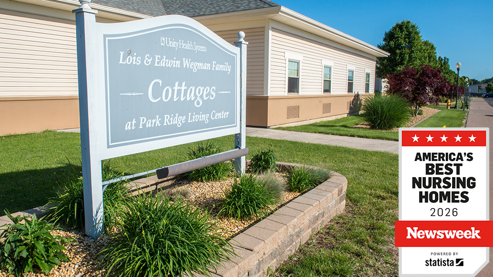 Wegman Family Cottages at Park Ridge Living Center with Americas Best Nursing Homes 2025 logo by Newsweek