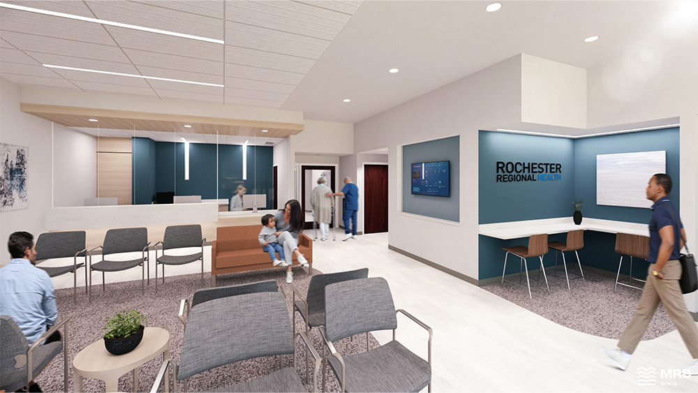 Rendering of waiting area in Canandaigua Medical Campus