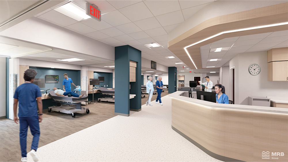 Rendering of prep recovery area in Canandaigua Medical Campus
