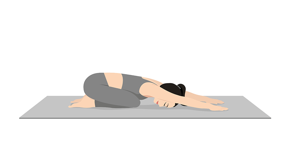 Graphic of woman in childs pose