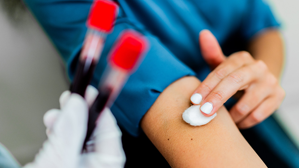 Woman getting blood drawn