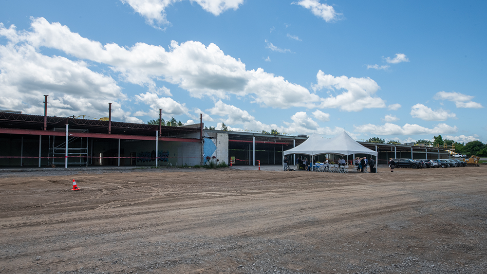 An exterior of a building under construction