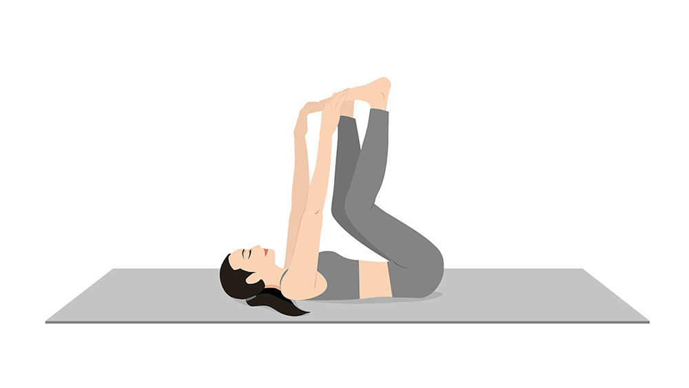 Graphic of woman in happy baby pose