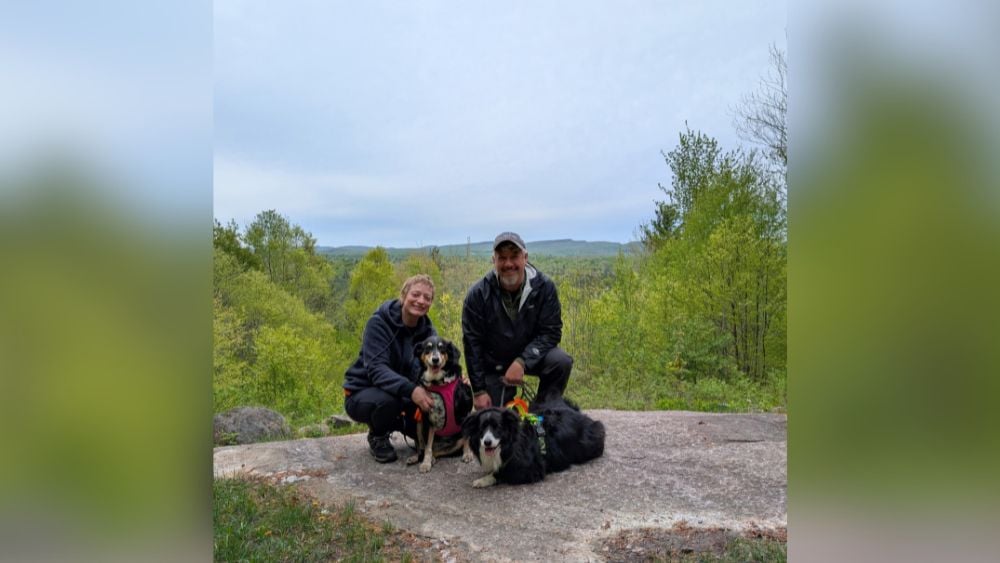 Janis and Stephen Becker with their dogs