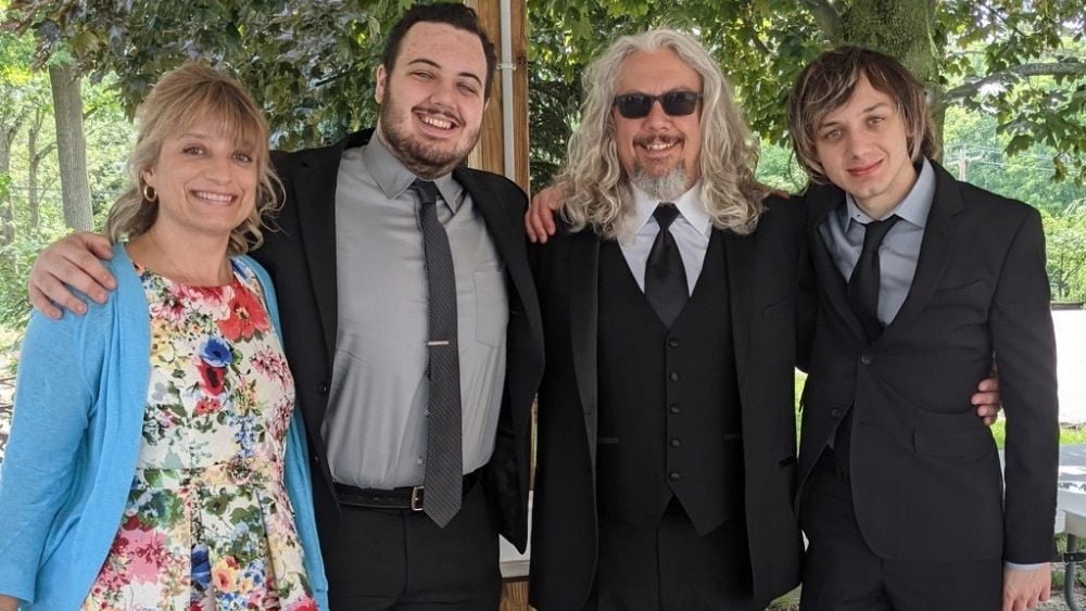 Janis Becker with her husband and sons