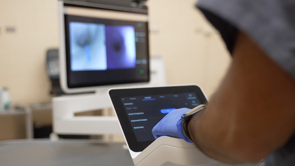 Doctor looks at chest image