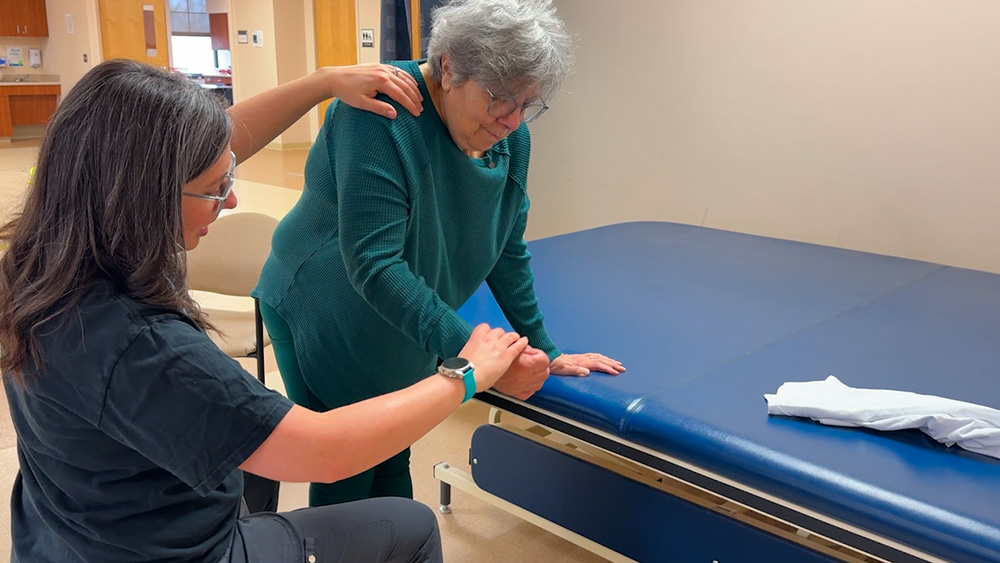 Marlene undergoing physical therapy