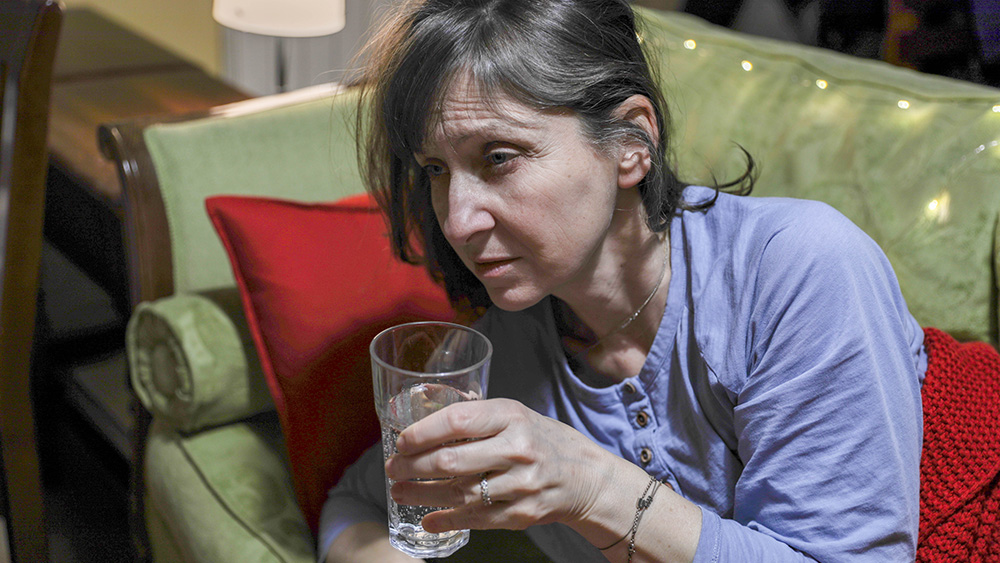 Woman recovering from flu