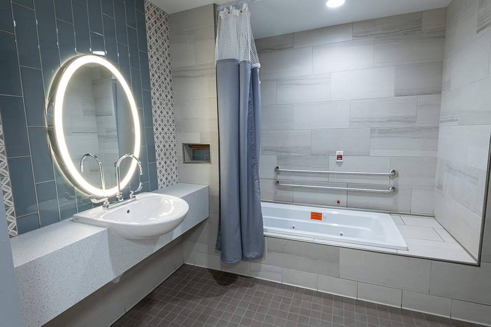 Labor and Delivery room bathroom and tub for new mothers