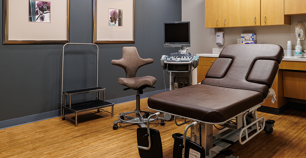 Empty patient room at the vein treatment center in Rochester
