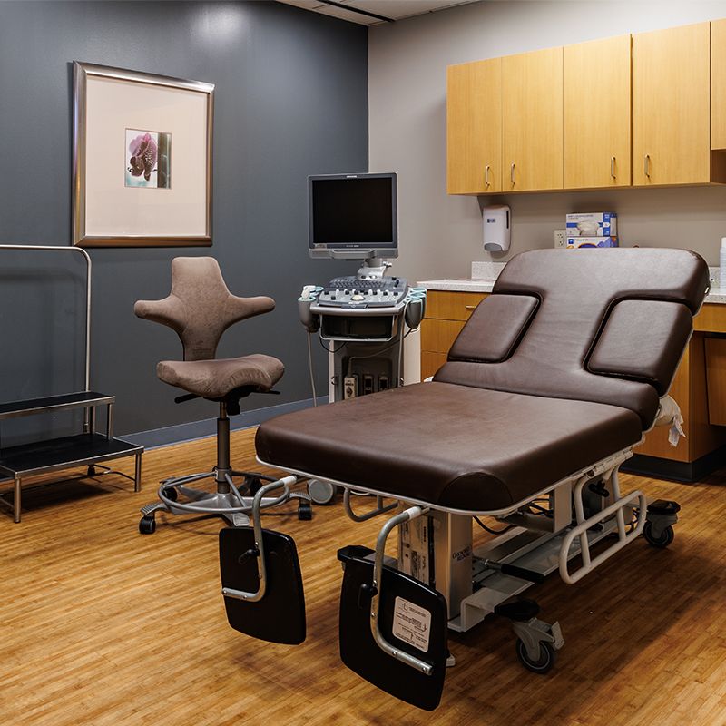 Empty patient room at the vein treatment center in Rochester