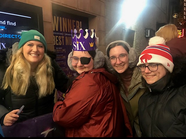 Reagan Cutler with friends and family at the Broadway musical SIX