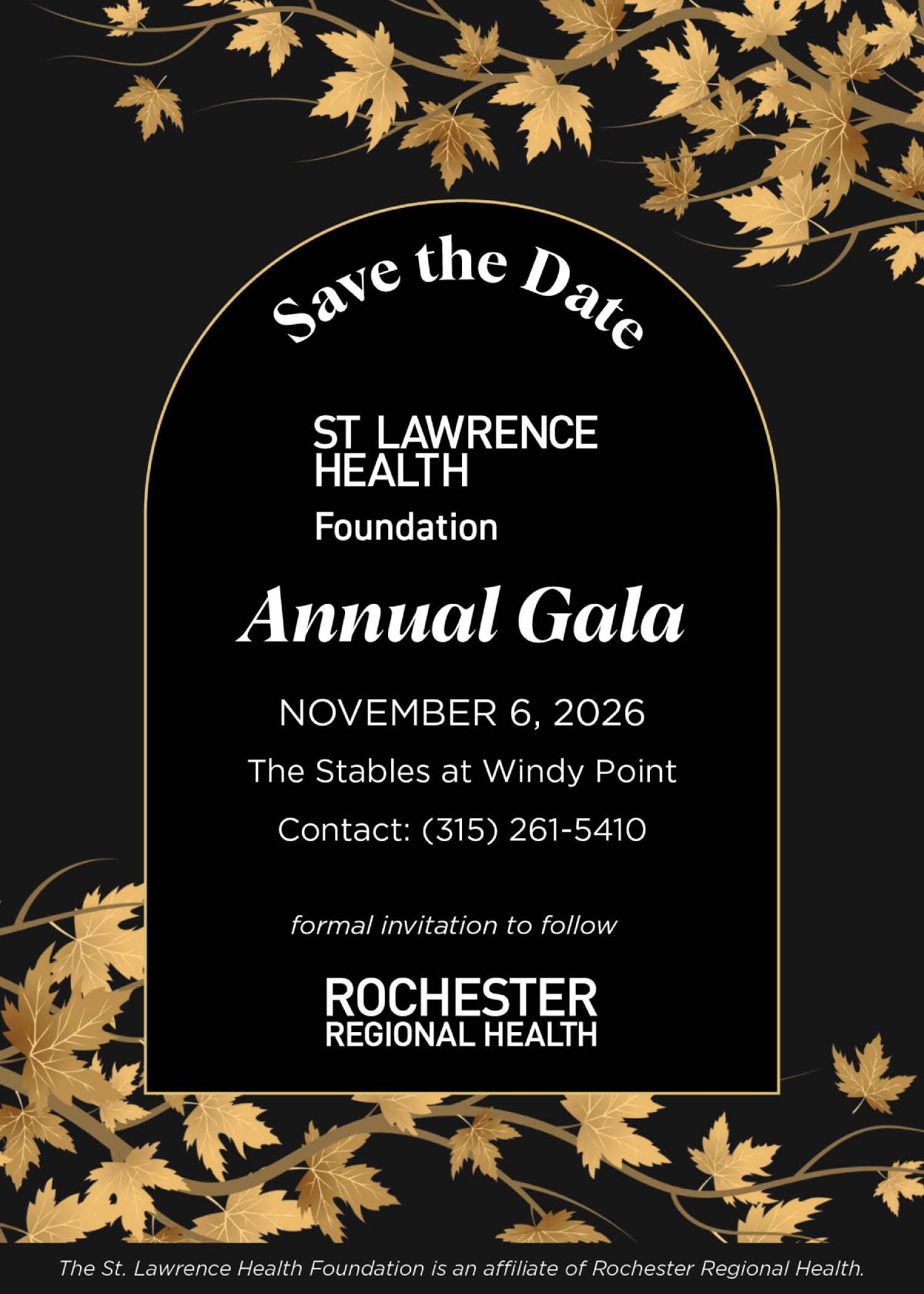 Save the date flyer for SLH Foundation Gala