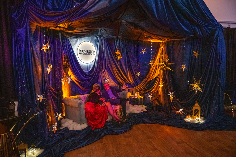 RRH Foundation display with curtains at gala