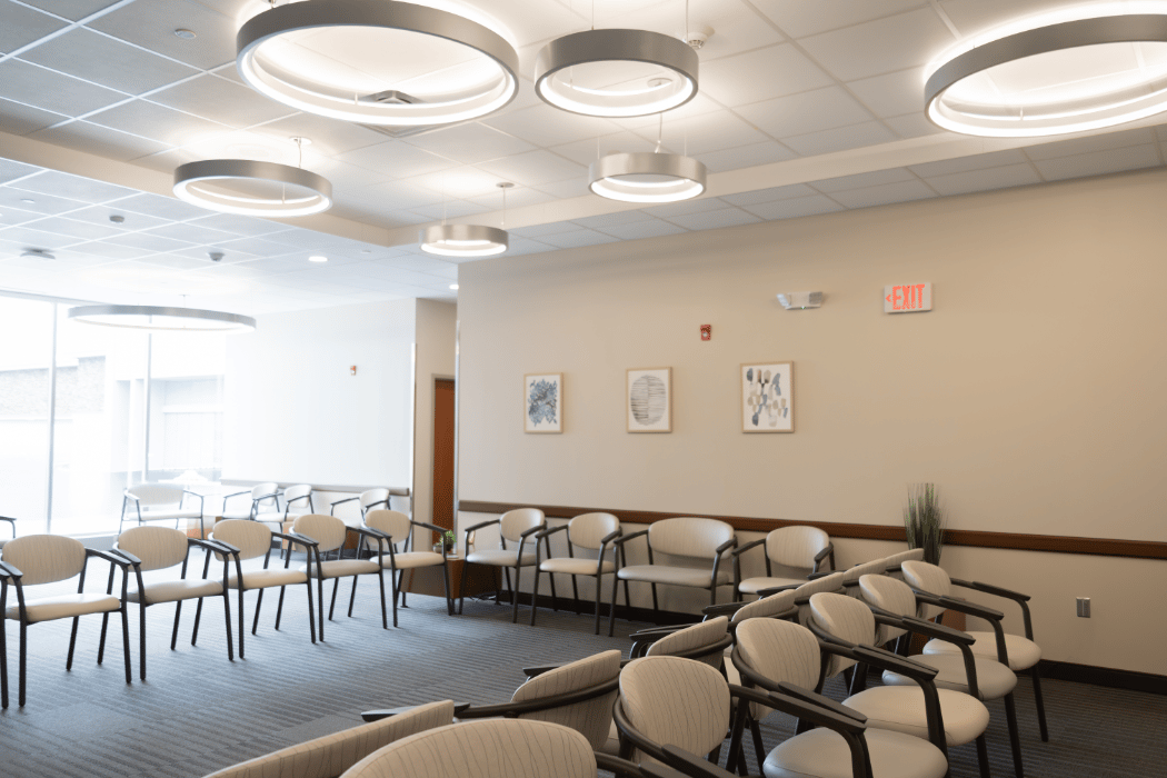 Interior image of the RRH Rochester Mental Health Center waiting area