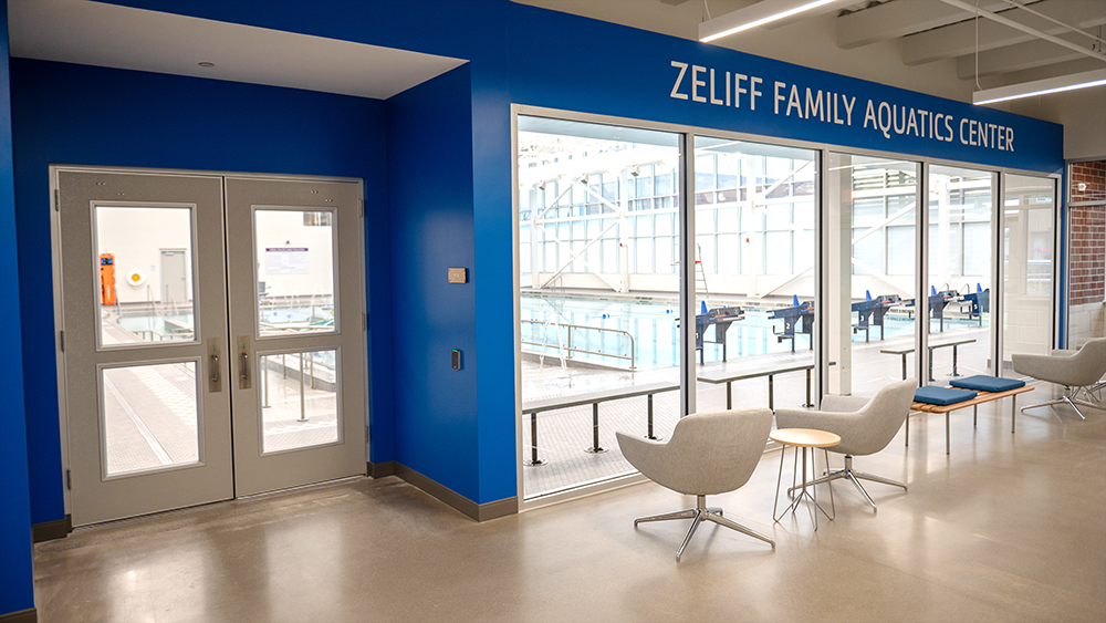 Interior image of Healthy Living Campus Aquatic Center viewing area