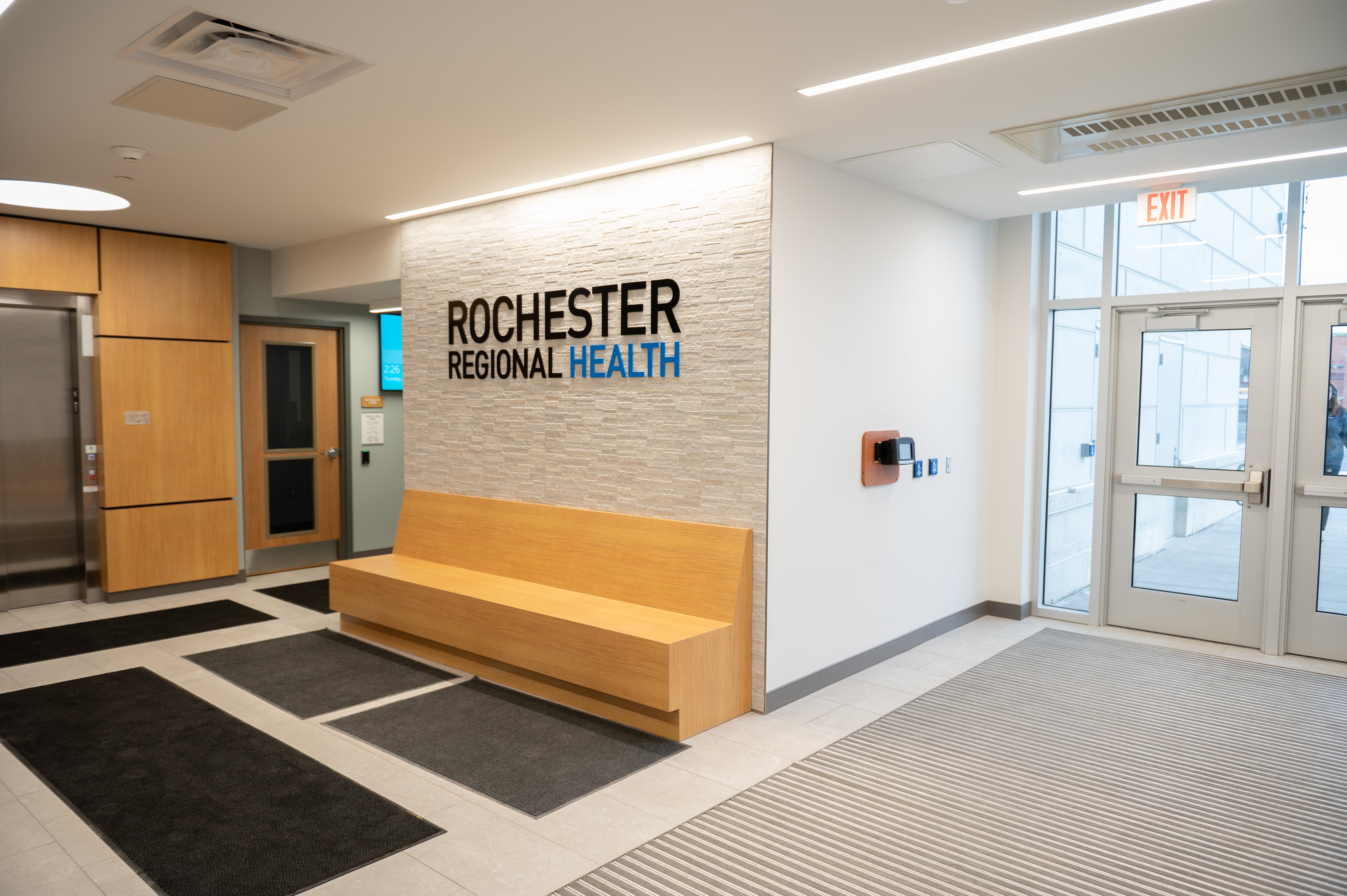 Interior image of Health Living Campus entrance and lobby