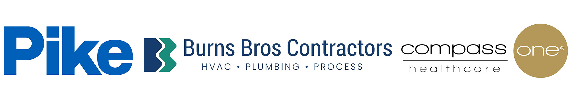 Pike Burns Brothers Contractors HVAC Plumbing Process Compass One Healthcare logos