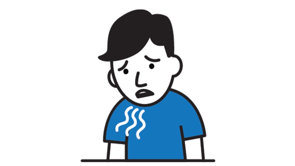 person with shortness of breath cartoon