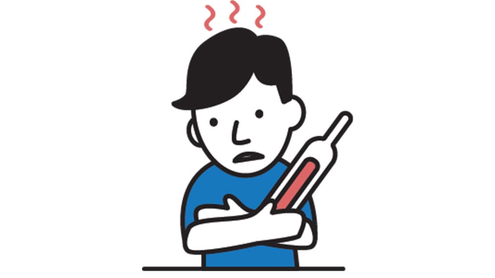 person with fever cartoon