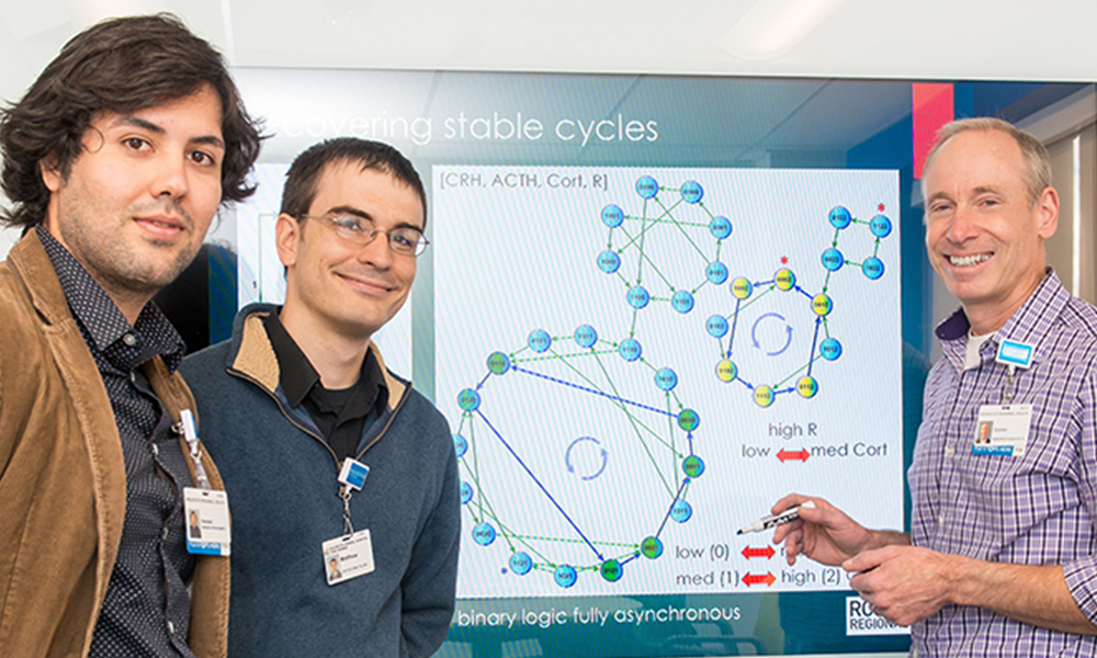 Researchers at whiteboard