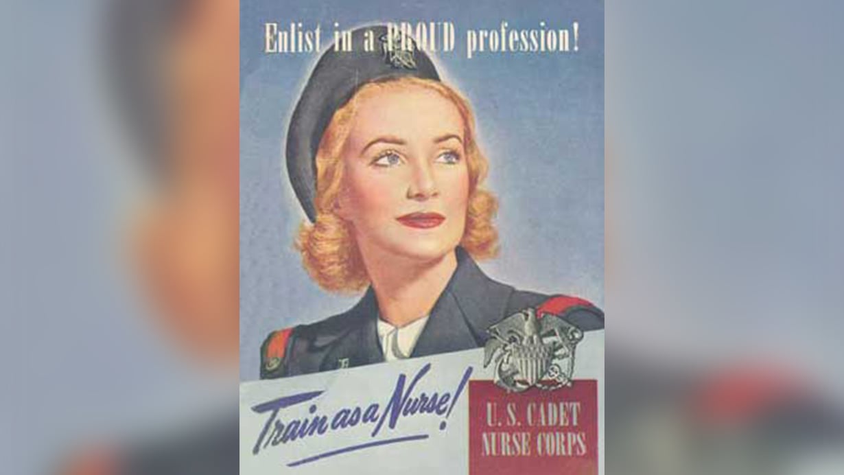 cadet nurse corps train as a nurse recruitment poster