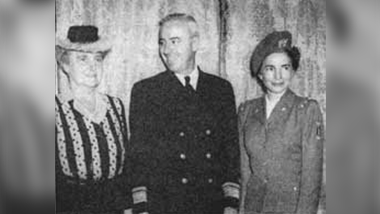 Representative Frances P. Bolton, Dr. thomas Parron, Surgeon General, USPHS; and Lucile Petry Director, U.S. Cadet Nurse Corps